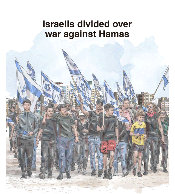 [Graphic News] Israelis divided over war against Hamas