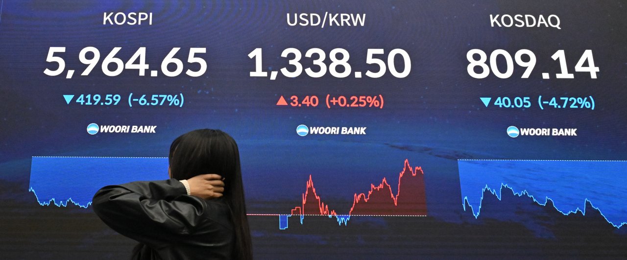 Foreign selloff sends Kospi down 5.5% as chip giants tumble